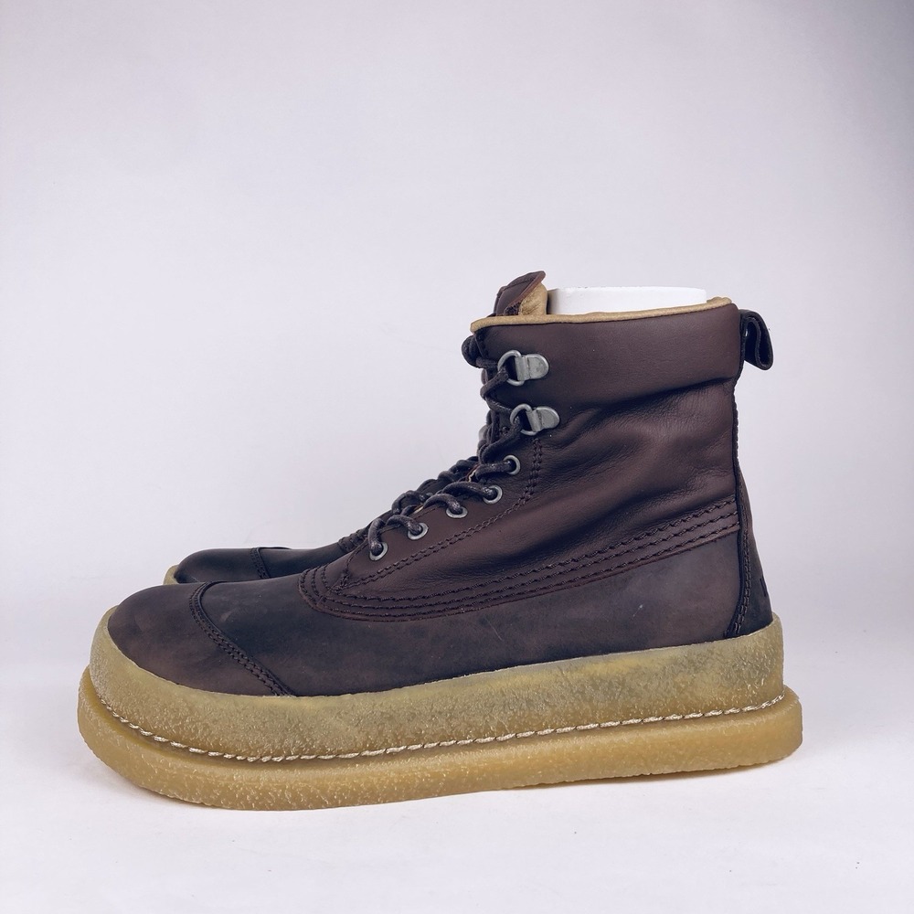 Birkenstock Brown Leather Ankle Boots with Tan Crepe Sole - Picture 2 of 12